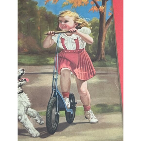 Vtg MCM Adelaide Hiebel Print "Cop on the Corner" with Gold Frame & Orange Mat - Picture 6 of 13